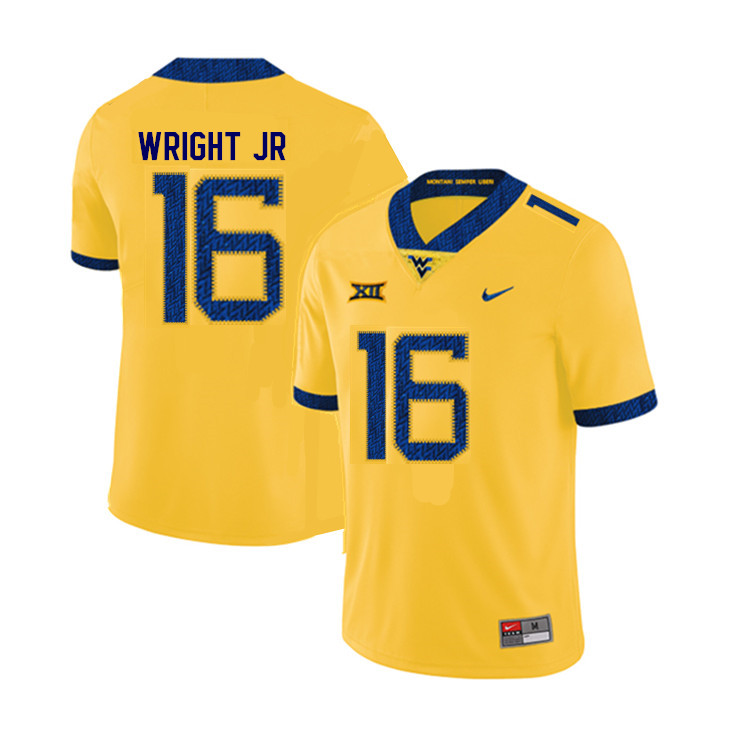 Men #16 Winston Wright Jr. West Virginia Mountaineers College Football Jerseys Sale-Yellow - Click Image to Close